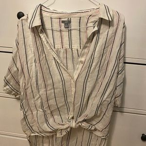 Arie pink, white and grey oversized blouse.